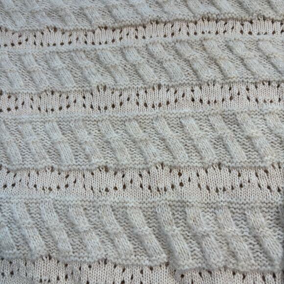 NWT Ophelia Roe women’s cream crew neck puff shoulder pointelle sweater. Size XL - Picture 7 of 9